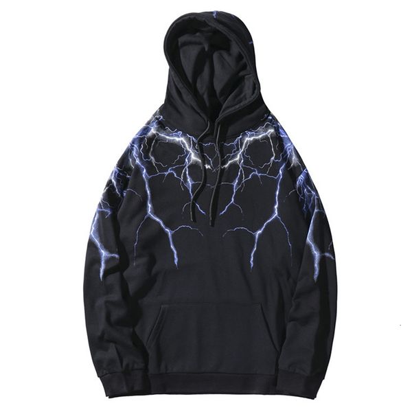 

april momo 2021 thunder hip hop printed sweatshirt harajuku streetwear cotton sweater oversize hoodie oyky, Black