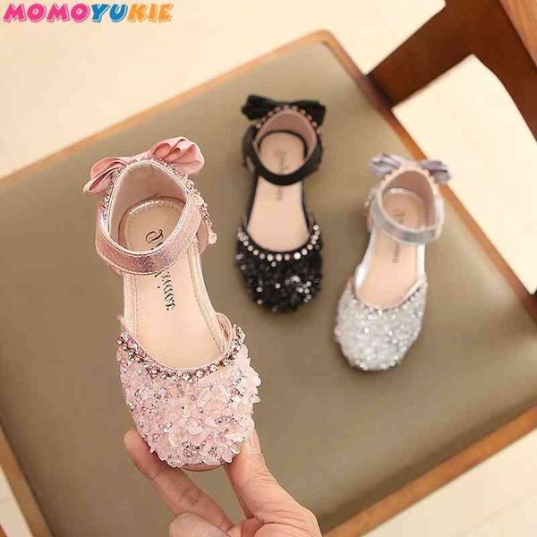 Kinder Prinzessin Schuhe Baby Mädchen Flache Bling Leder Sandalen Mode Pailletten Weiche Kinder Tanz Party Sparkly Schuhe 210713