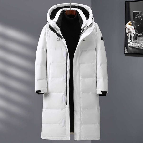 

down et men's medium and long style trend thickened warm couple winter youth leisure tide brand hooded coat, Black