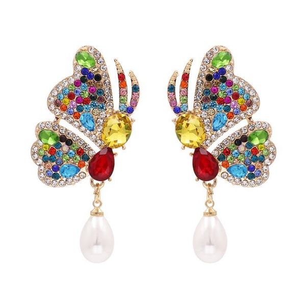 

bohemian wedding earrings women engagement charm multi color butterfly pink rhinestones boho wholesale dangle earrings, Silver