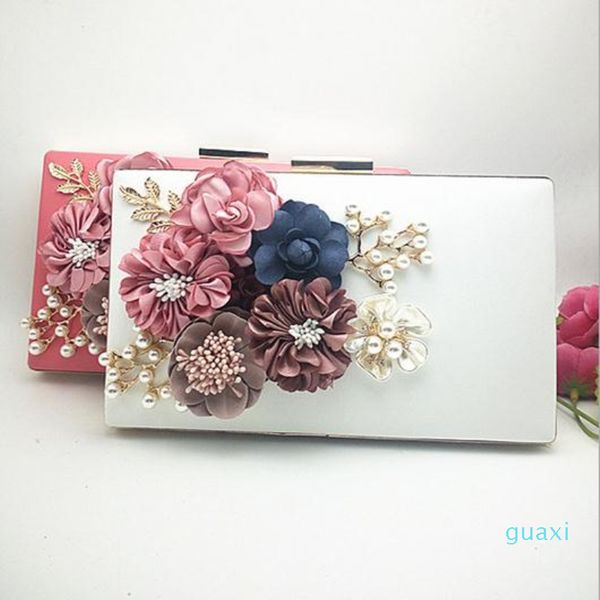 

luxury handmade pearl flower evening bag women fashion day clutch weeding party bridal small handbag purse with chain bolso