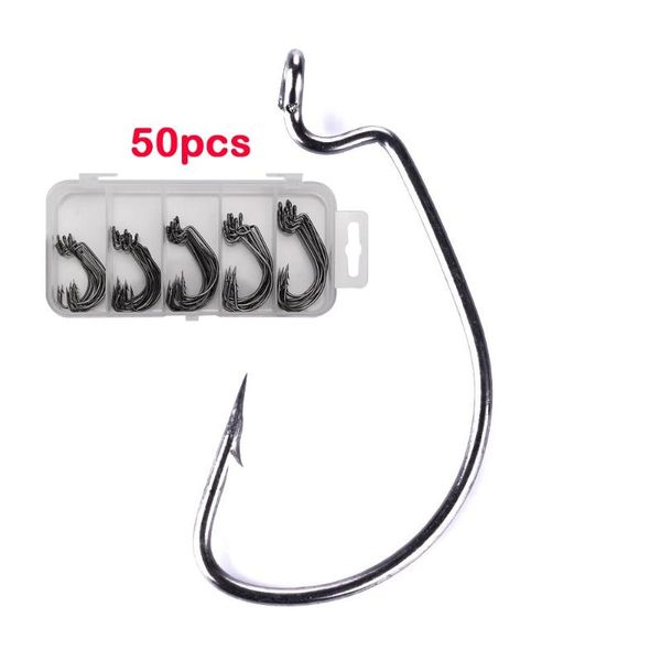 

fishing hooks 50pcs / box 2# 1# 1/0# 2/0# 3/0# crank hook for soft worm bait crankbait accessories