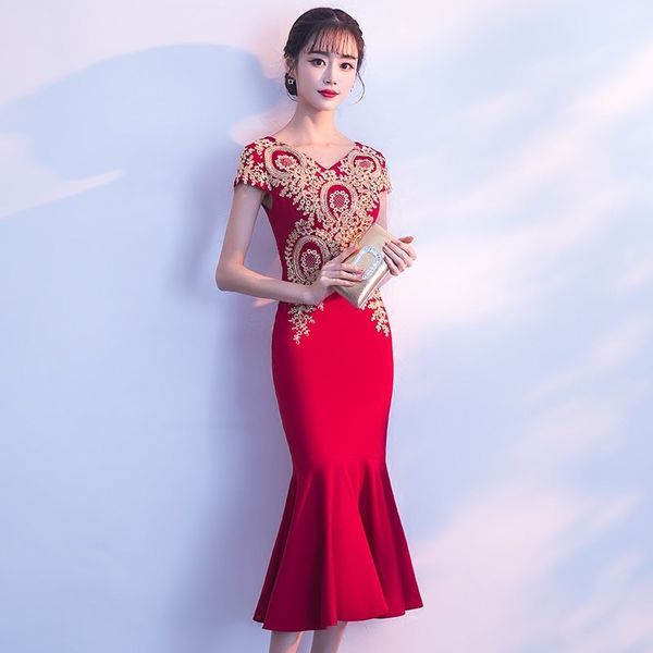 

short red color celebrity dresses v-neck satin party vestido prom gown, Black