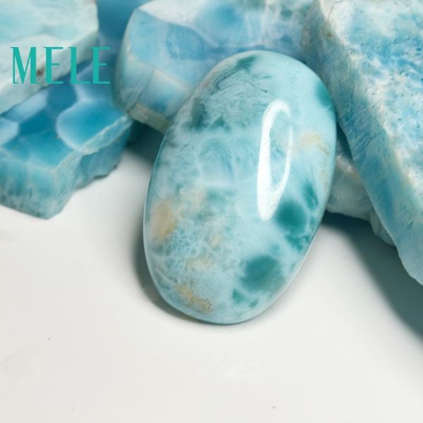 

loose gemstones natural blue larimar stone, oval 31.5mm*20mm,8.73 gram, beautiful color, rare collection, pure and clean, Black