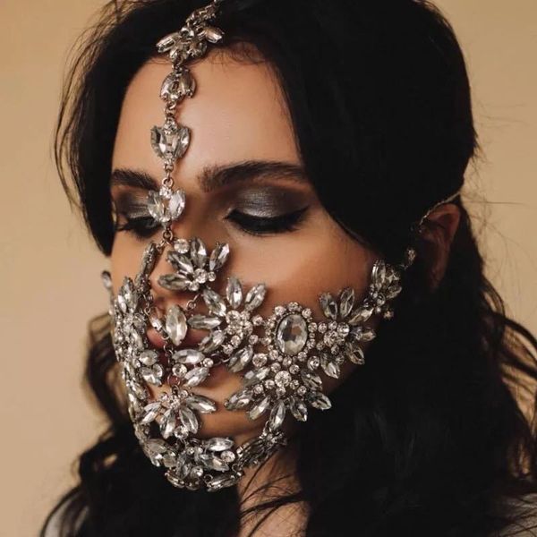 

halloween crystal mask exaggeration jewelry shiny party prom mask