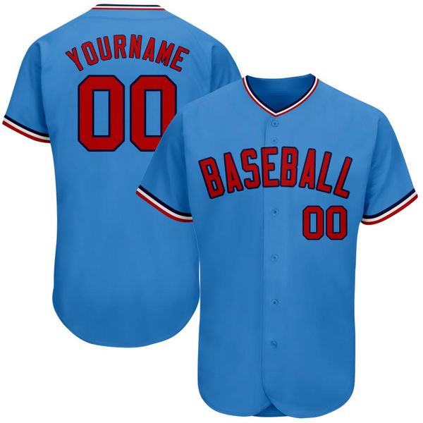 

custom powder blue red-navy-0001 authentic baseball jersey, Blue;black