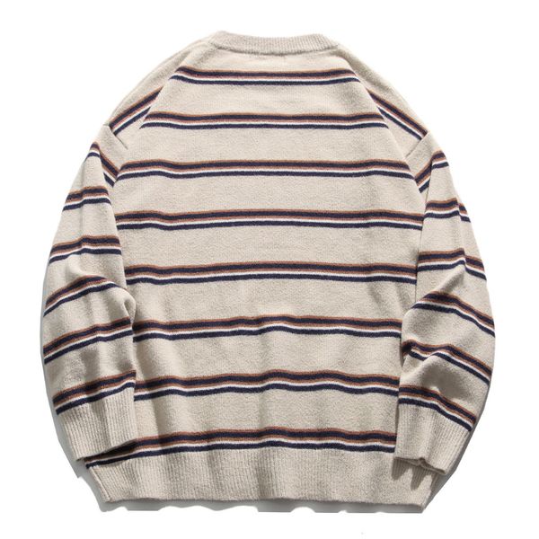 

stripe 2021 new knitted jumpers sweaters streetwear autumn hip hop harajuku male casual vintage cotton sweater men clothing z4dx, White;black