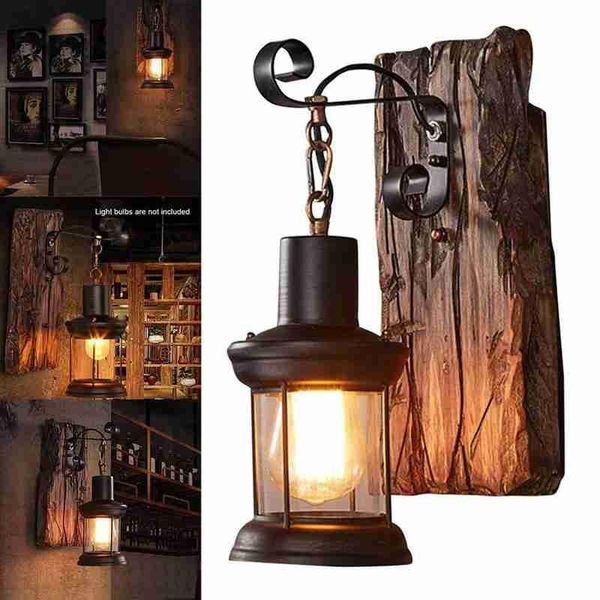 

retro vintage industrial wood wall sconce light loft rustic lamp light fixture bar nostalgic aisle creative wrought iron lamps