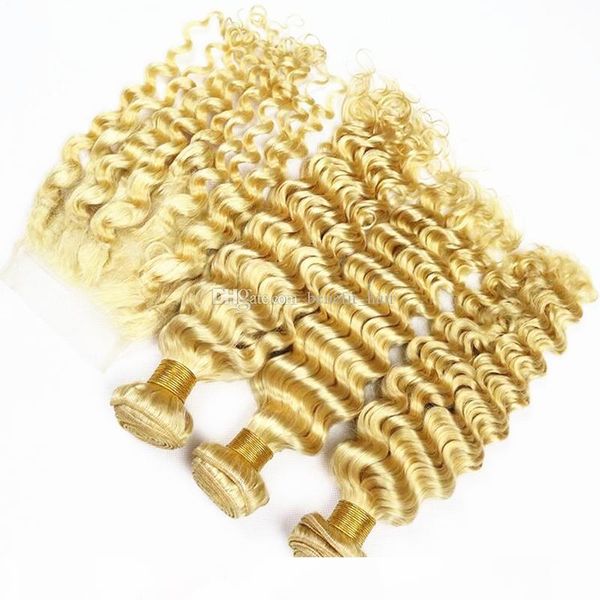 

srrawberry blonde color 27 human hair extensions with closure 4x4 deep wave hair 3bundles weaves with lace closure, Black