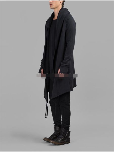 

men's jackets cardigan knit jacket for both men and women. hooded, long, hemmed drawstring fall/winter cotton coat, Black;brown