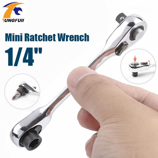 

hand tools 1pcs 1/4" mini ratchet wrench double-ended torque spanner repair