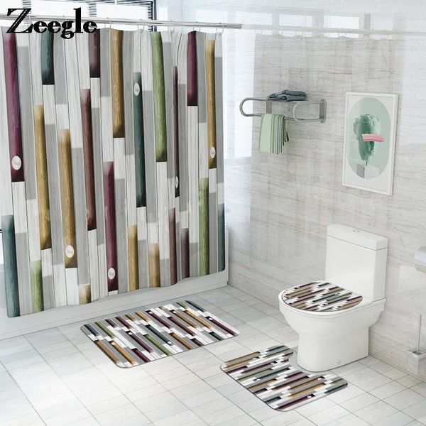 

bath mats flannel mat bathroom home decor waterproof shower curtain and absorbent anti slip toilet foot carpet set simple style