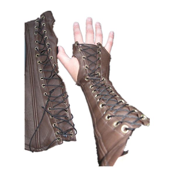 

theme costume medieval flighter warrior army knight arm wrist bandage armor bracer rivet steampunk archer gauntlet costume for men wom, Black;red