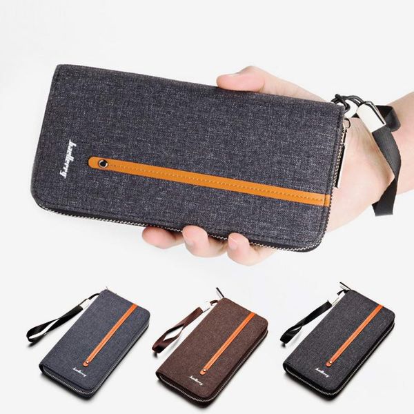 

wallets ly mens canvas zipper wallet cash card holder organizer multi slot long purse h66, Red;black