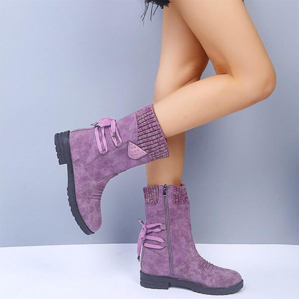 

boots lapolaka fashion women snow winter warm waterproof non-slip rubber sole cross-tied design low square heel ankle, Black