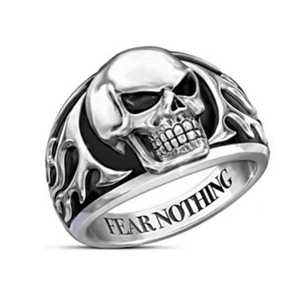 

designer rings men's punk skull signet finger-ring engraving hip rock style cool ring, Golden;silver