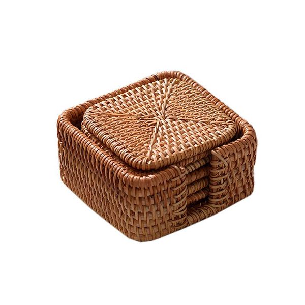 

mats & pads dining table placemat cup tea mat coasters woven 6pcs rattan 6pcs/set