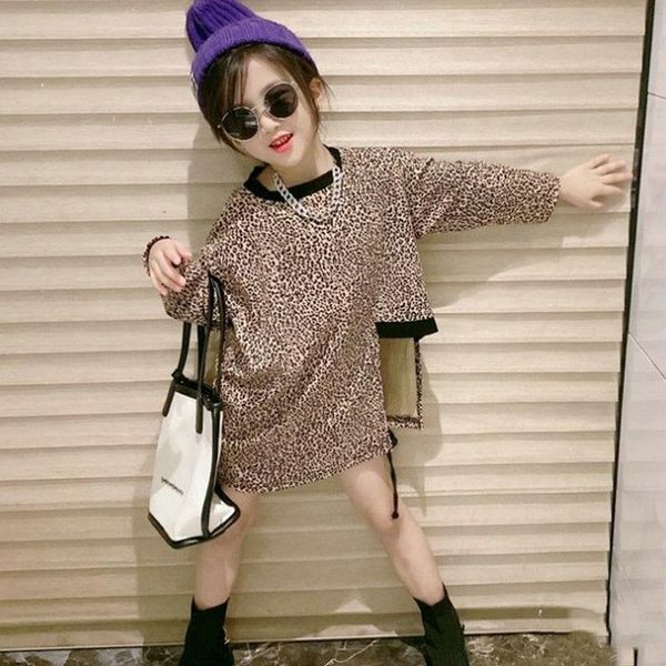 

girl's dresses toddler girl fall clothes leopard mini dress fashion streetwear kids princess vestidos baby girls outfits 3 to 8 years o, Red;yellow