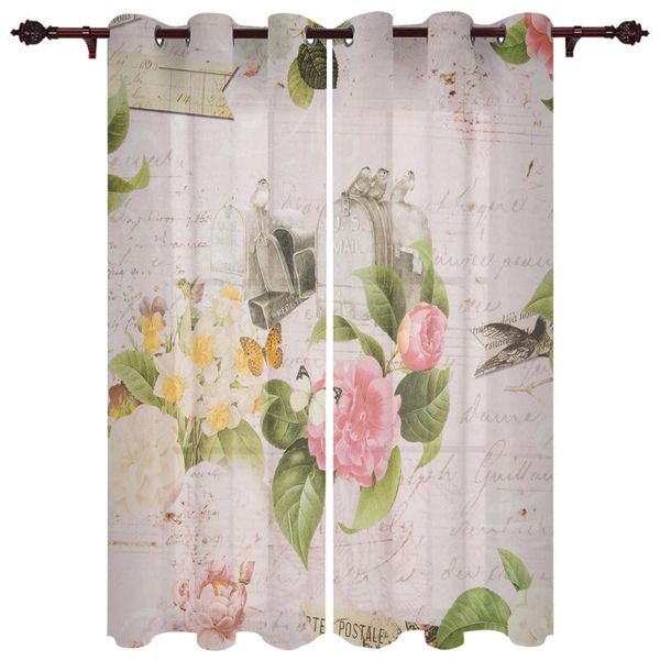 

translucent curtains flowers bird butterfly retro living room closet kitchen bedroom home decoration exquisite window curtains