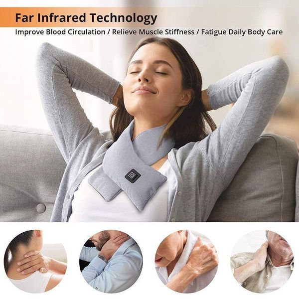 

berets heating scarf the gift for your parents neck warmer with 3 modes washable j55, Blue;gray