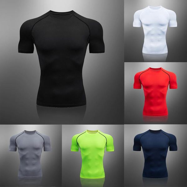 

men's t-shirts high 6 colors quality jogger spandex running t-shirt quick-drying fitness shirt training sportswear gym sports tights to, White;black