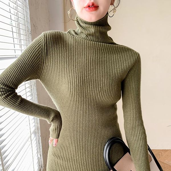 

women's sweaters winter women pullover cashmere casual sweater 2021 turtleneck elastic female warm soft basic jumper solid slim pull fe, White;black
