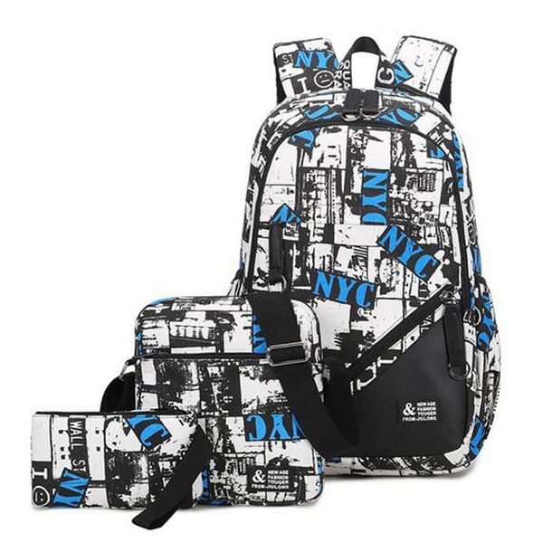 

backpack 2021 men printing canvas graffiti stitching letters capacity travel famous brands school bags for teenagers