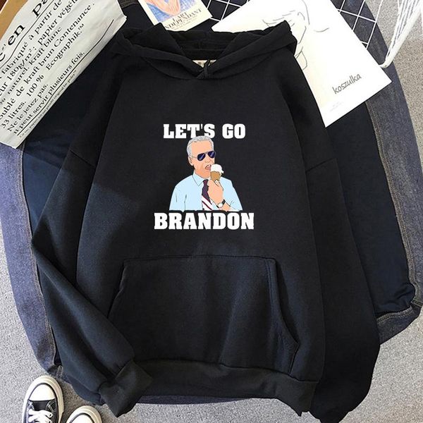 

men's hoodies & sweatshirts kawaii lets go brandon hoodie aesthetic loose printed clothes harajuku clothing casual streetwear funny m, Black