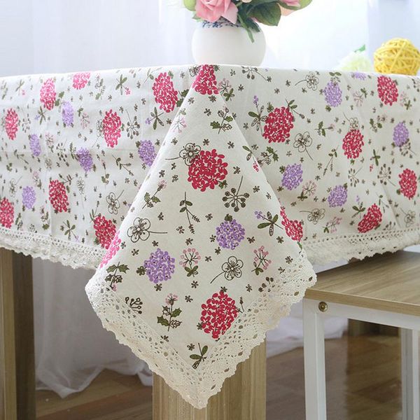 

2021 new arrival 60*60cm, 90*90cm, 140*140cm,140*200cm home decoration square pastoral style floral linen table cloth dustproof