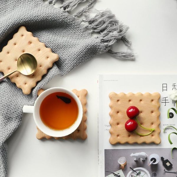 

mats & pads black walnut wood cookie beech natural tea coffee mug holder crafts for home decoration cup mat