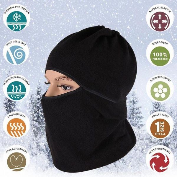

cycling caps & masks 25# winter fleece balaclava full face thermal warmer hood liner sports ski bike riding snowboard shield hat cap1, Black