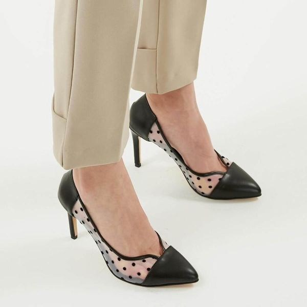 

dress shoes mio gusto brand pia, black / white/tan, 8cm heel-height, fashion women 's pumps