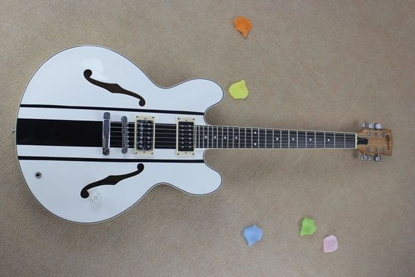 

jazz flower old signature style electric guitar white body black stripes double open pickup