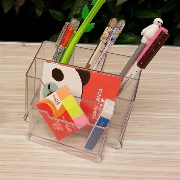 

multifunctionele pen houder transparant plastic opbergdoos deskkleine items schoolbenodigdheden bureau organizer office opslag onderzoek