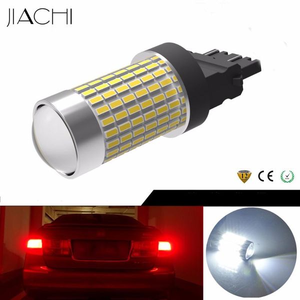

emergency lights jiachi 50pcs t25 3156 3157 p27/7w led car interior accessories 3014-144 smd 1400lm turn signal tail lamps white dc12v-24v