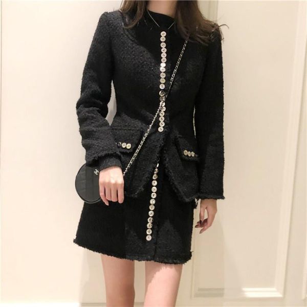 

two piece dress women twill jacket set designer buttons slim fit mini skirt office ladies outfits elegant party suit sets, White