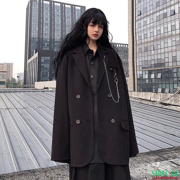 

women's suits & blazers 2021 women blazer black spring autumn suit jacket female loose ins dark long-sleeved casual coat, White;black