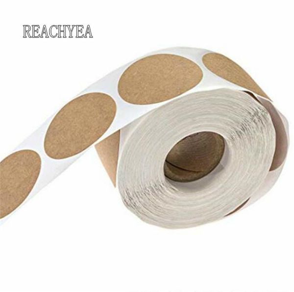 

gift wrap 500pcs/roll natural brown kraft sticker 2.5cm round self adhesive paper labels tag for wedding decoration stickers