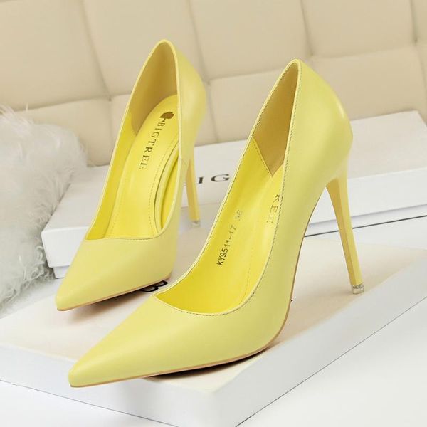 

dress shoes bigtree soft leather fashion women pumps candy colors pointed toe office woman high heels party big size 34-43, Black