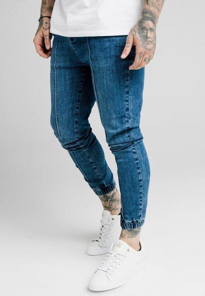 

men's pants siksilk cuffed men slim fit original's denim jeans, Black