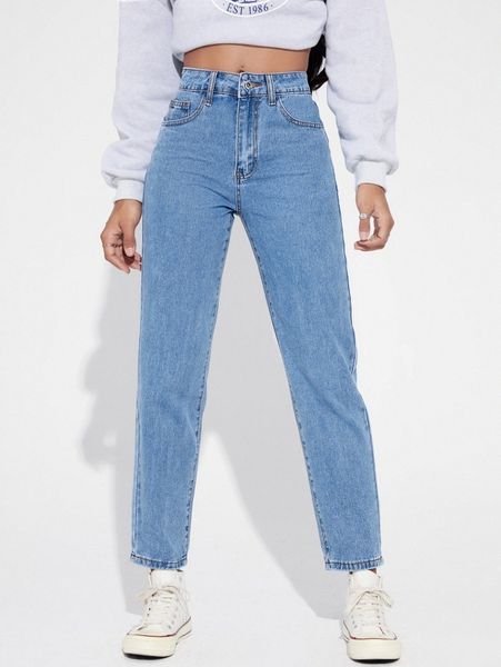 

high waist straight leg jeans s722#, Blue