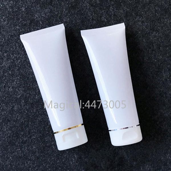 

100ml golden/sliver edge white soft hose tubes hand facial cream empty squeeze tube shampoo lotion refillable containers