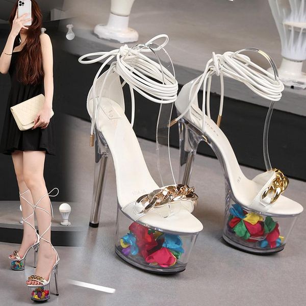 

dress shoes high heels transparent soles party fish mouth nightclub women's 34-43 car model flower sole, Black