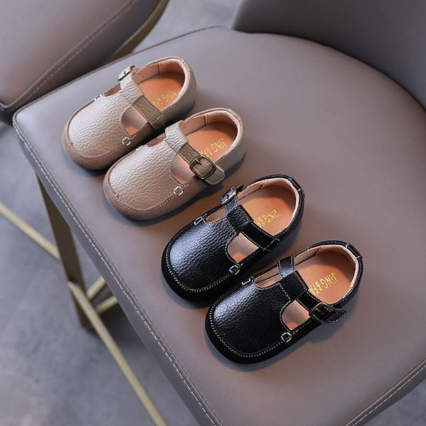 

flat shoes autumn genuine leather breathable children' soft sole boys peas solid color non-slip, Black;grey