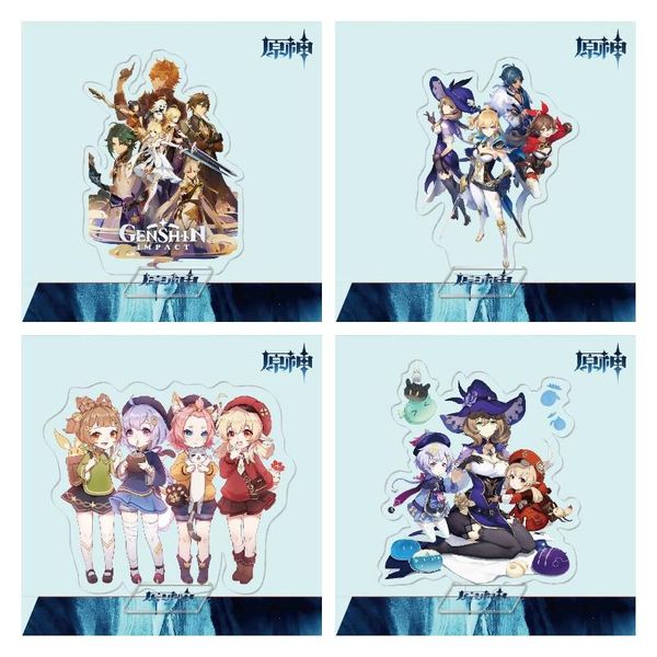 

keychains genshin impact game figure cosplay zhongli diluc gongzi xiao acrylic stand model deskdecoration standing sign fans gifts, Silver