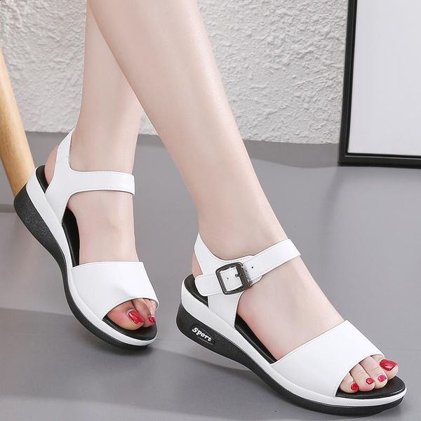 

sandals wedge women high-heel 2021 casual outdoor sole schoolgirls platform, Black