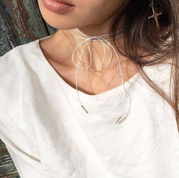 

simple accessories chaofan street shooting versatile cotton thread bowknot women's neckchain necklace c1501, Silver