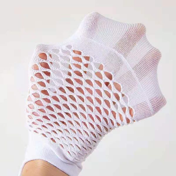 

men's socks man short 3 pairs summer mesh cotton color fashion breathable boat comfortable casual male white 1 pair, Black