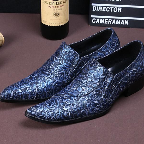 

dress shoes summer casual men's classic fashion low-heeled personality pointed cowhide genuine chinese style, Black