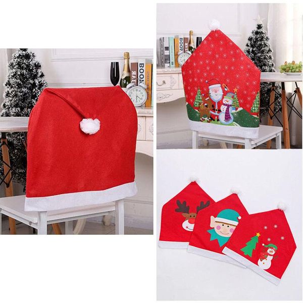 

chair covers 1pc christmas santa xman tree claus cotton cover non-woven table red hat back home decorations